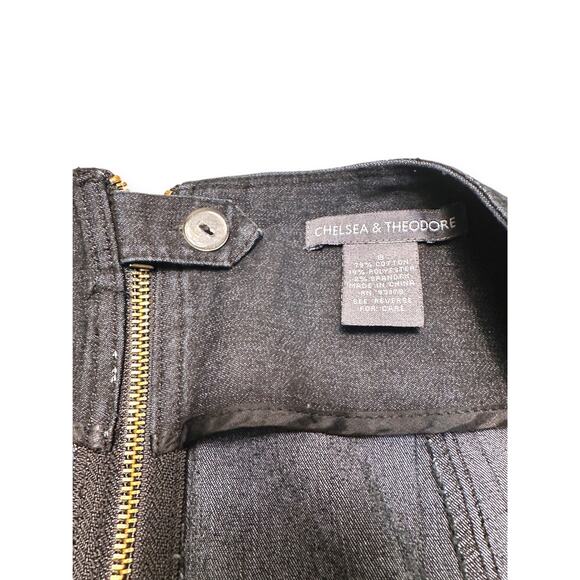 Chelsea & Theodore Dark Wash Denim Pencil Skirt w/ Oval Buckle Belt Size 8 - Picture 2 of 7